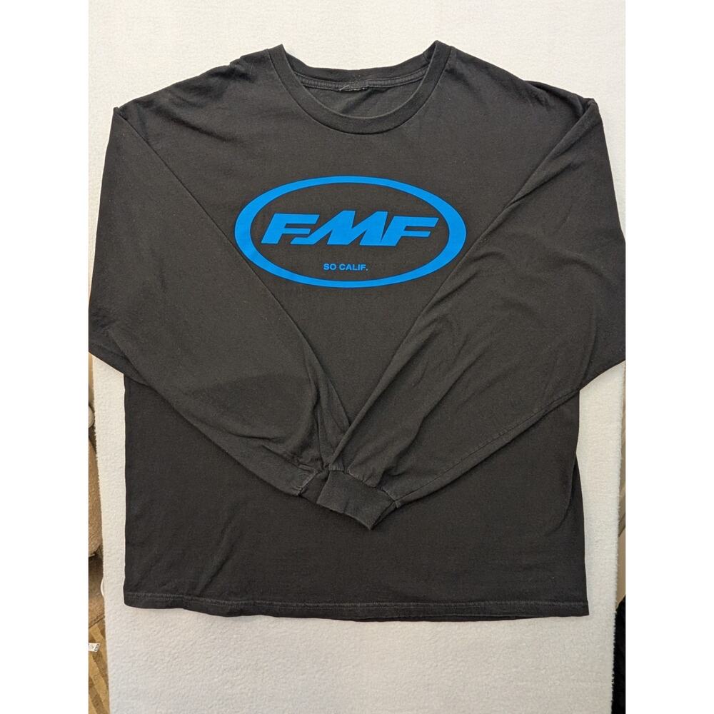FMF Racing Long Sleeve T Shirt Mens XXL 2XL Black Blue Graphic Print Y2k Cotton